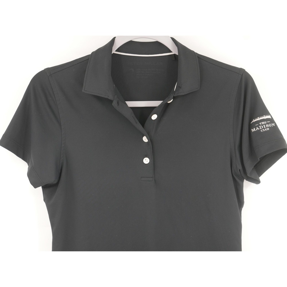 Peter Millar Polo Shirt Black Madison Club La Quinta Golf UPF 50+ Women's Small